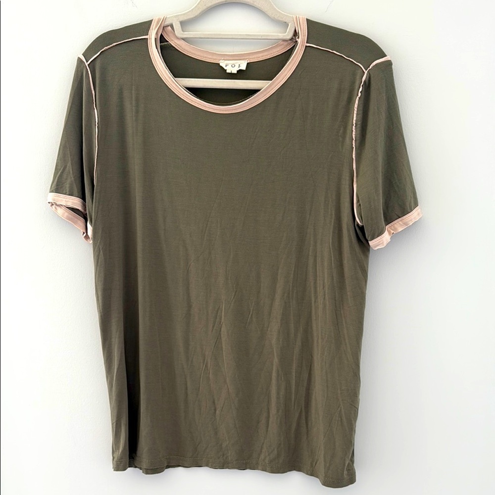POL Olive Shirt with Tan Accents - Super soft - Size L